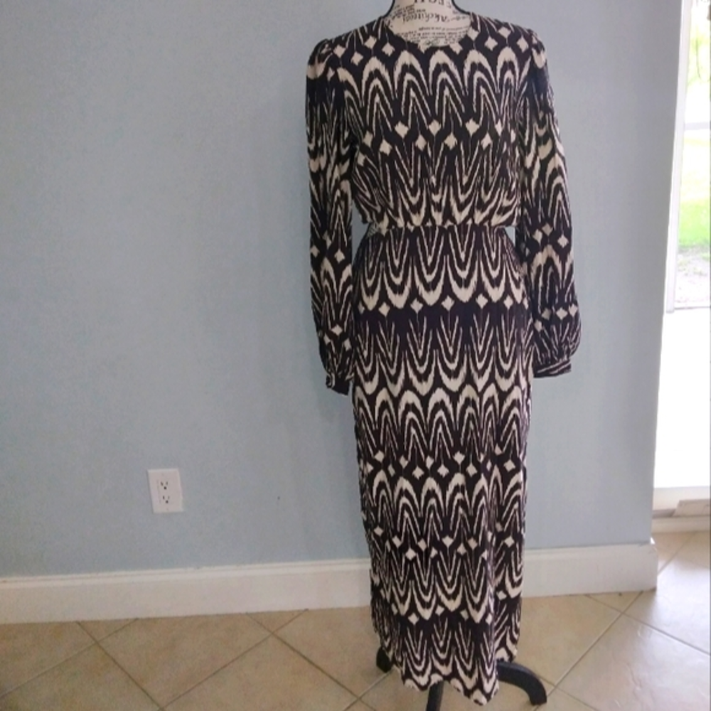 Zara Cut Out Printed Midi Dress